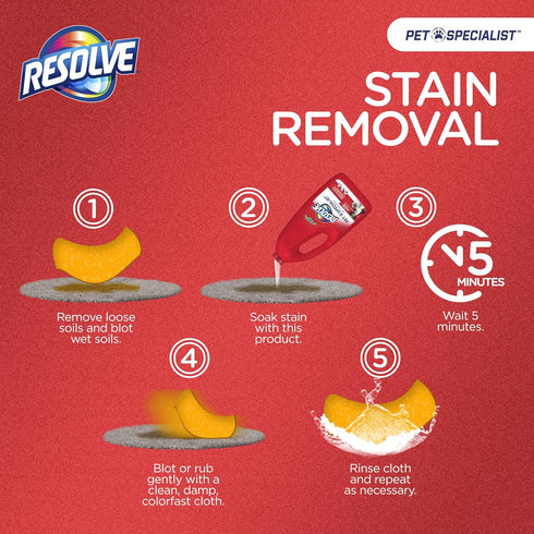 32 oz (Packaging Resolve Pet Specialist Carpet Cleaner, Stain Remover and Odor eliminator trigger, Floor and Upholstery