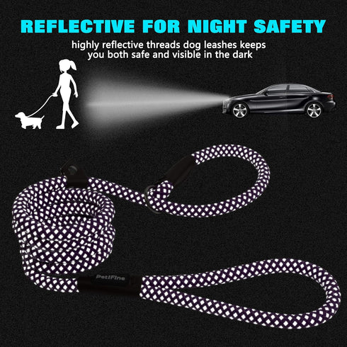 PetiFine Slip Lead Dog Leash, 6FT Reflective Durable Training Leash for Small to Large Dogs (Purple)