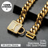 Chain Dog Collar with Zirconia Locking, 12mm 18K Gold Cuban Link Chain, Stainless Steel Luxury Dog Bling Necklace