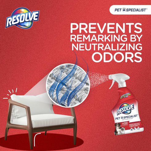 32 oz (Packaging Resolve Pet Specialist Carpet Cleaner, Stain Remover and Odor eliminator trigger, Floor and Upholstery