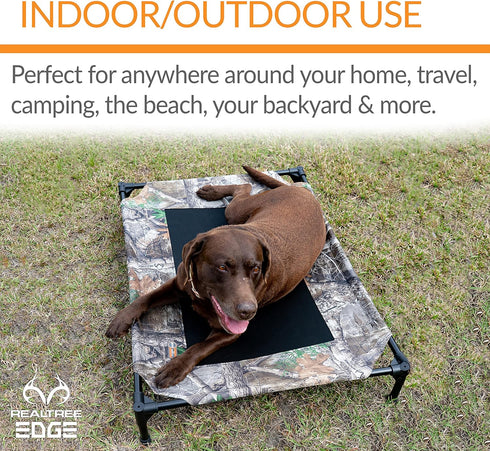 K&H Pet Products Cooling Elevated Dog Bed - Outdoor Raised Dog Bed with Washable Breathable Mesh, Medium Realtree Edge