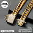 Gold Chain Dog Collar with Zirconia Locking - 18K Stainless Steel Heavy Duty Metal Puppy Bling Necklace (16mm, 14")
