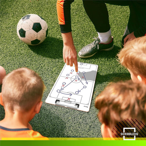 Scribbledo Soccer Dry Erase Coaching Board - 15"x9" Whiteboard for Coaches, Perfect Soccer Coaching Equipment Gift