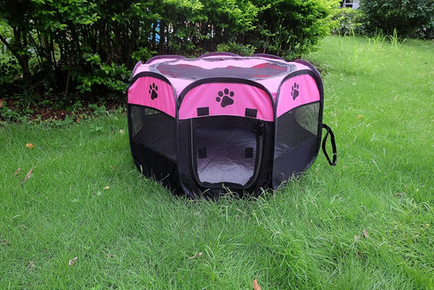 Portable Pet Playpen - Foldable Dog Playpen for Dogs, Cats, and Rabbits, Indoor Outdoor Use (S, Rosered)