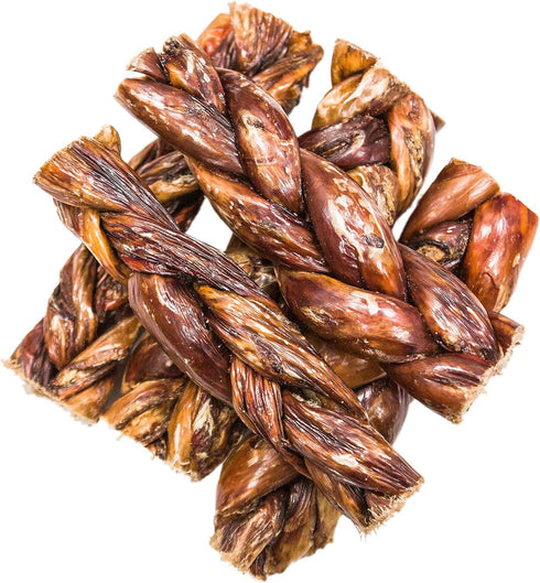 Beef Jerky Dog Treats - Gullet Esophagus Braided Sticks, All Natural Chews from Grass Fed Cattle, 12 Pack