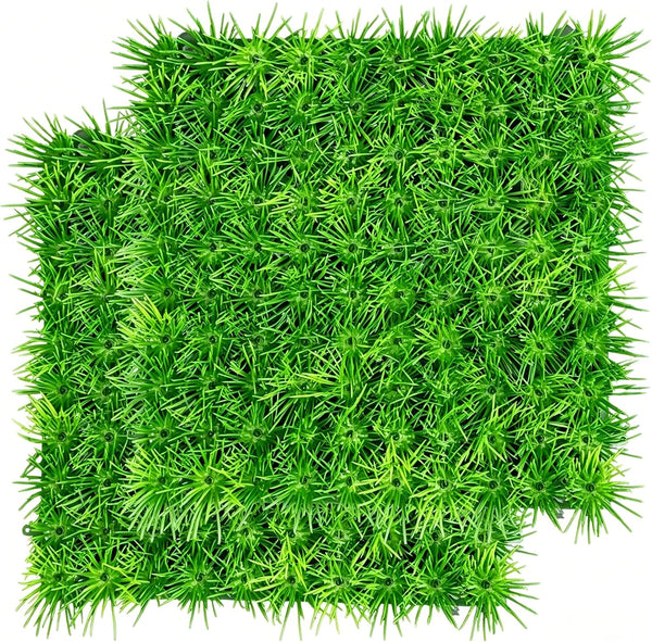 baudliglin Aquarium Grass Decor Crab Hermit Climbing Wall 2PCS 9"x9" Artificial Plastic Lawn