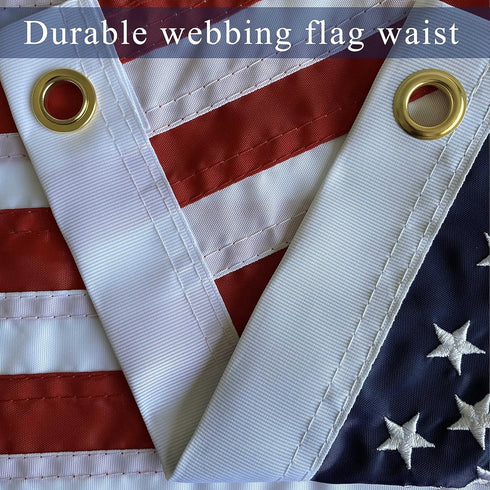 WDGG American Flag for Boat, 12x18 inches with 4 Heavy Duty Clips, Embroidered Stars and Brass Grommets