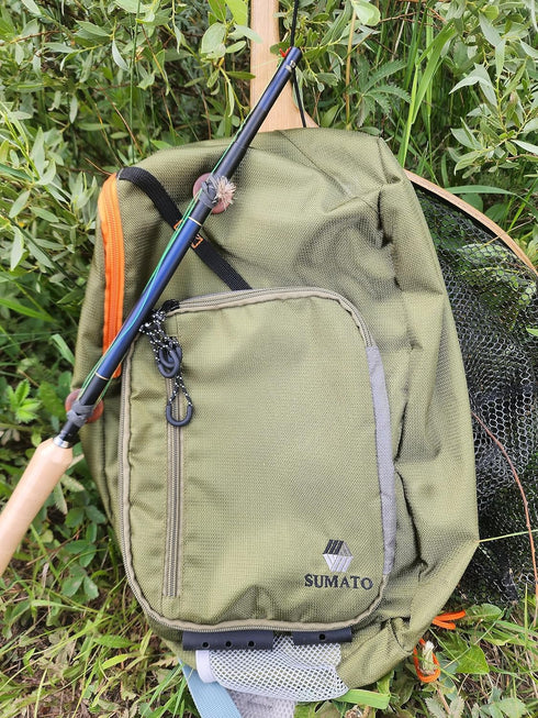 SUMATO Dual-Rod Quiver Tenkara Sling Pack - Lightweight Comfortable Quiver with 5-Pocket Storage