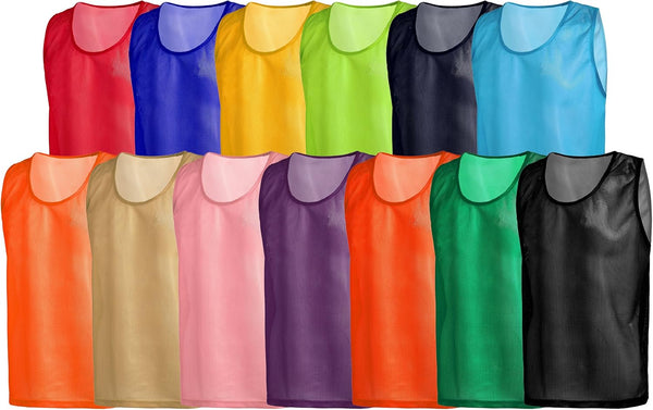 American Challenge Soccer Pinnies (10-Pack) Mesh Jersey Vest for Scrimmage Practice, Soccer