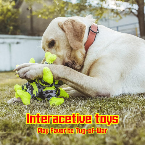 Dog Chew Squeaky Toys - Tug of War Stuffed Jack Bone Toy with Squeakers, Durable Interactive Toy for All Dog Sizes,