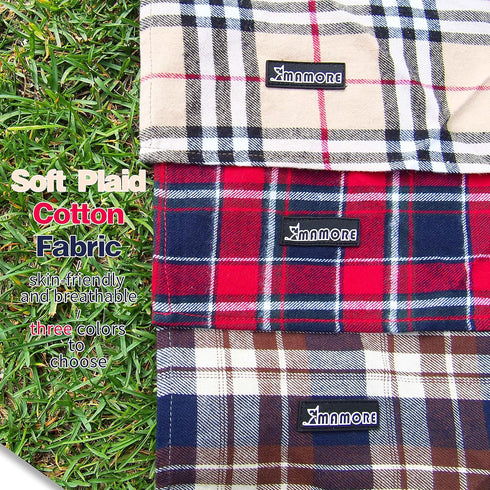 Soft Washable Plaid Bandanas for Dogs and Cats, Adjustable Triangle Bib Scarfs for Boy Girl Dogs (Brown&Blue)