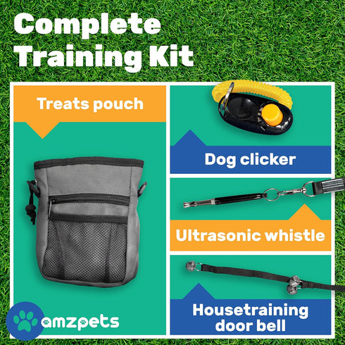 Dog Training Set, Puppy Supplies Starter Kit with Clicker, Treat Pouch, and Ultrasonic Whistle
