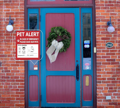 Pet Alert Safety Fire Rescue Sticker - 4 Pack, In Case of Fire Notify Rescue Personnel to Save Pets
