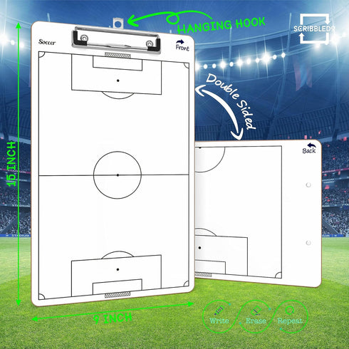 Scribbledo Soccer Dry Erase Coaching Board - 15"x9" Whiteboard for Coaches, Perfect Soccer Coaching Equipment Gift