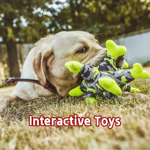 Dog Chew Squeaky Toys, Teeth Cleaning Tug of War, Stuffed Jack Bone Toy with Squeakers for Small Medium Large Dogs