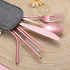 Portable Stainless Steel Flatware Set, Travel Camping Cutlery with Waterproof Case, Pink, Portable Utensil Dinnerware
