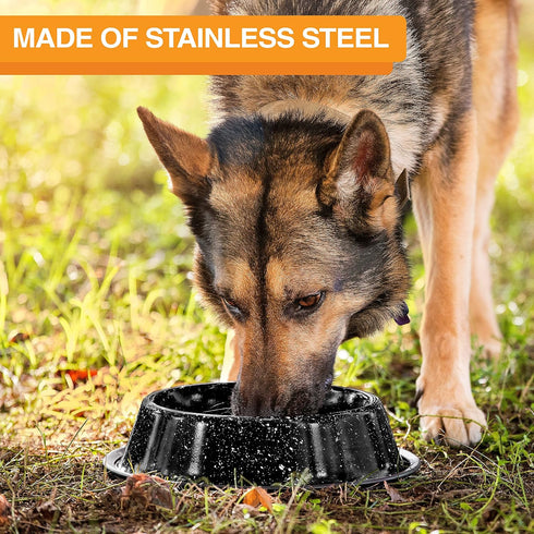Neater Pet Brands Outdoor Camping Style Pet Bowl, 32 oz, Enamel Ware Blue Black Granite Colors
