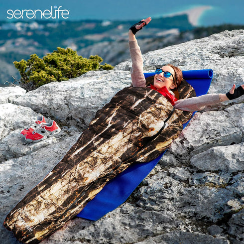 SereneLife Mummy Sleeping Bag Camping Gear - Lightweight Weather Proof Sleeping Bag for Adults/Teens with Pillow and Bag