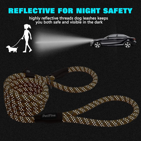 PetiFine Slip Lead Dog Leash, 6FT x 1/2", Reflective Durable Heavy Duty Adjustable Nylon Dog Rope Leash for Small