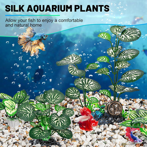 MyLifeUNIT Betta Fish Tank Decor, 10 Pack Silk Aquarium Plants for Aquarium Decor and Fish Tank Decorations