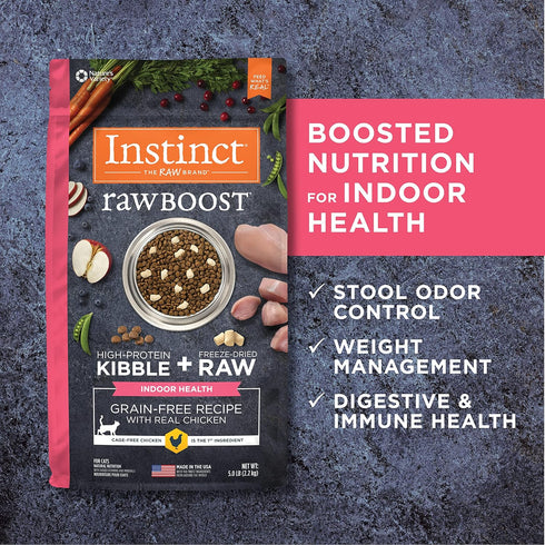 Instinct Raw Boost Indoor Health Grain Free Recipe - Real Chicken Natural Dry Cat Food, 5 lb Bag