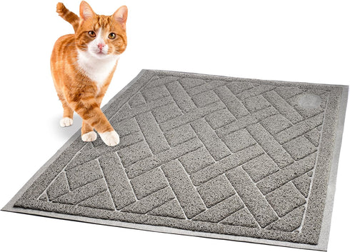 Pawkin Cat Litter Mat, Extra Large, Patented Design with Litter Lock Mesh, Durable, Easy to Clean, Soft, Gray