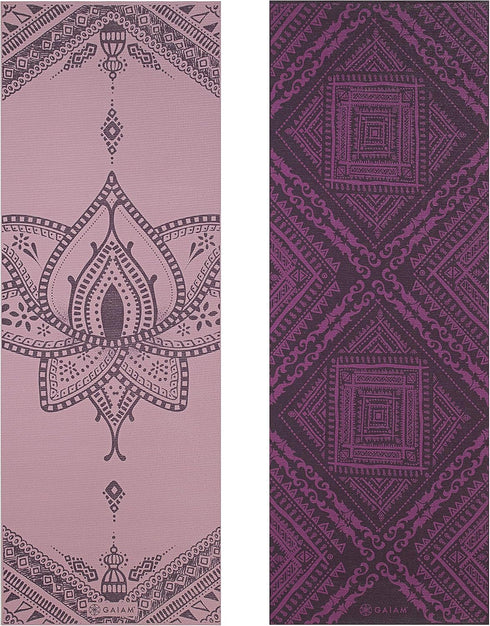 Gaiam Yoga Mat - Premium 6mm Print Reversible Extra Thick Non Slip Exercise & Fitness Mat (68" x 24")