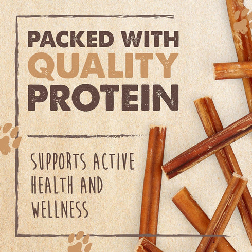 (6" 10 Pack) Mighty Paw Naturals Bully Sticks for Small & Medium Dogs - Grass Fed Beef Chews. Bully Sticks for Large