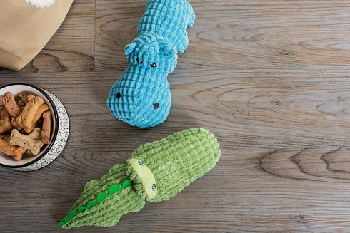 Bone Dry Squeaky Plush Pet Toy Collection - Plush Alligator