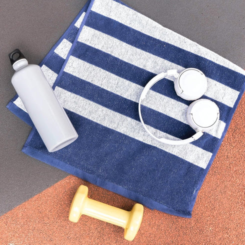 Luzia Striped Workout Towel for Sweat, Pack of 4, Premium Quality 100% Turkish Cotton for Gym