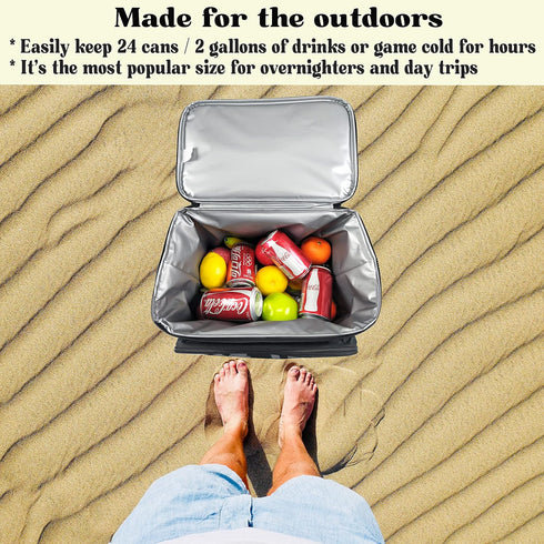 Insulated Cooler Bag with Bluetooth Speakers, Holds 24 Cans, Rechargeable Battery for iOS & Android, Leakproof