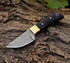 Handmade Damascus Steel Hunting Knife with Brass Guard Handle - Fixed Blade Bush Craft Camping Cutter