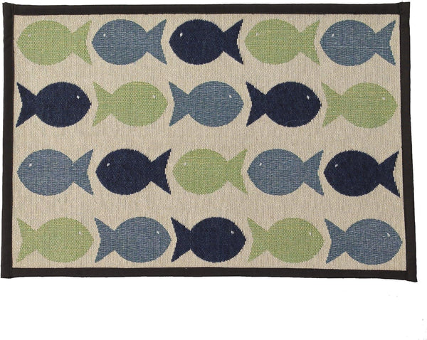 PetRageous Kool Fish Tapestry Dog and Cat Non-Skid Mat, 13-Inch by 19-Inch, Grey