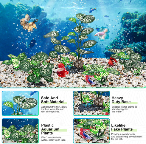 MyLifeUNIT 10 Pack Silk Aquarium Plants for Betta Fish Tank Decor