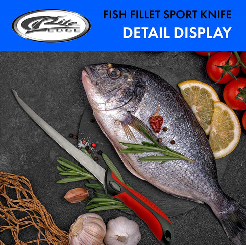 SZCO Supplies 12 Supplies Fish Fillet Sport Knife, Red/Black, Model 211183