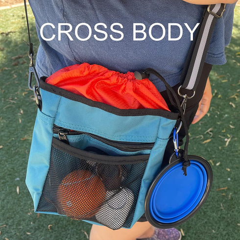 Jalousie Dog Training Pouch - Includes Clicker and Water Bowl, 5 Ways to Wear (Teal)