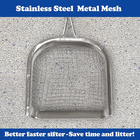 Sand Dipper Square Cat Scooper, Stainless Steel Long Metal Cat Litter Scoop, 29" to 41" Reach