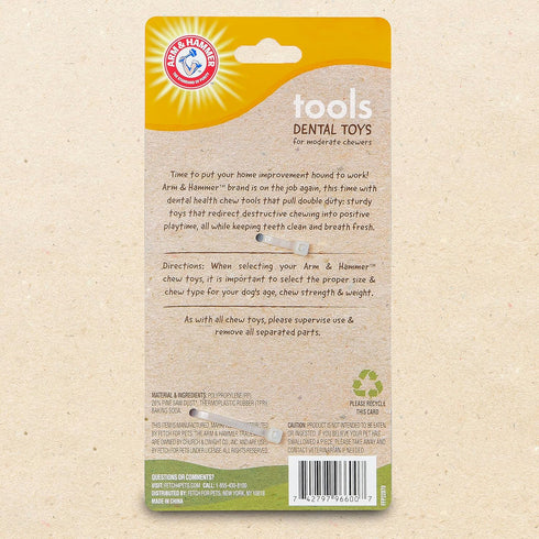 Arm & Hammer Chew Tools Collection: Wood Blend Hammer Chew Toy for Dogs, Durable Alternative to Chewing Sticks
