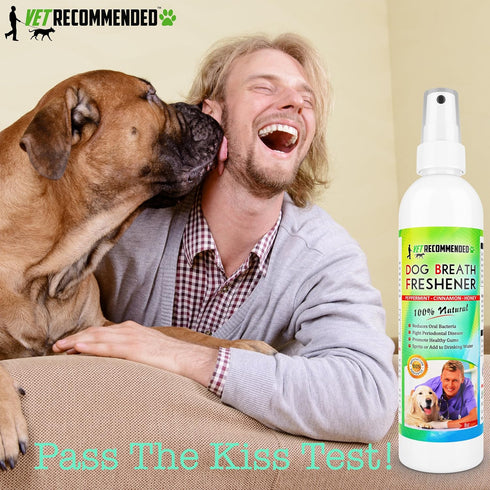 All Natural Dog Breath Freshener & Dental Water Additive Spray (8oz) - Perfect for Bad Breath & Teeth