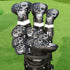 mytag Golf Skull Skeleton Head Cover, Black Leather Golf Club Headcovers Set for Driver, Fairway Wood