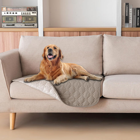 gogobunny 100% Double Sided Waterproof Dog Blanket - Soft Reversible Pet Bed Cover for Couch Sofa Car (Dark Stone/Light