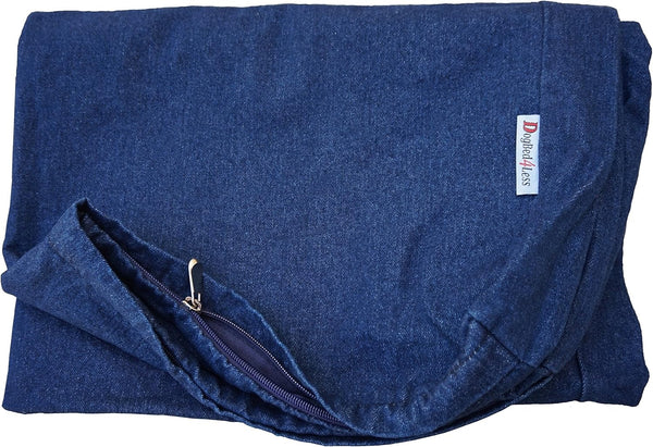Dogbed4less Jumbo Denim Jean Dog Bed, 55X47X4 Inches, External Zipper Duvet Cover - Replacement Cover Only