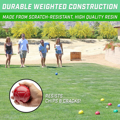 GoSports 90 mm Bocce Ball Sets, Outdoor Lawn Game in Composite or Resin for Family Fun
