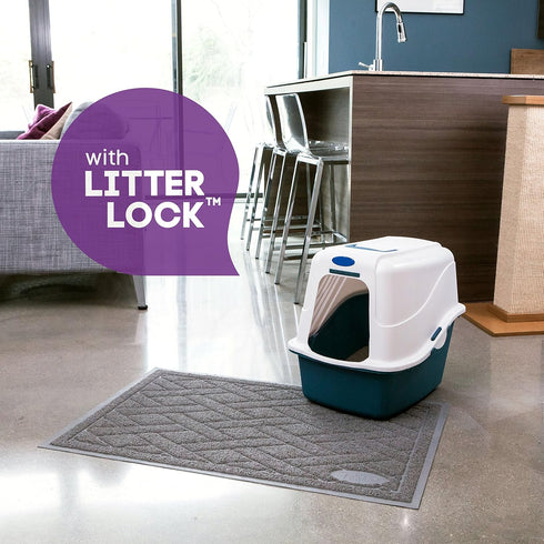 Pawkin Cat Litter Mat, Extra Large, Patented Design with Litter Lock Mesh, Durable, Easy to Clean, Soft, Gray