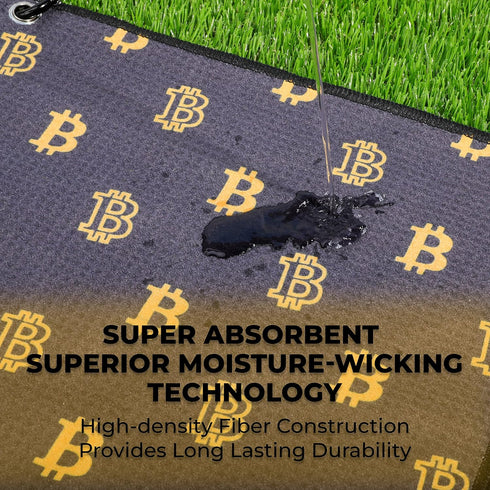 Golf Towel Bitcoin - Premium Waffle Pattern Towels with Heavy Duty Carabiner Clip