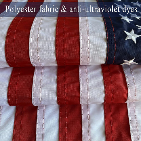 WDGG American Flag for Boat, 12x18 inches with 4 Heavy Duty Clips, Embroidered Stars and Brass Grommets