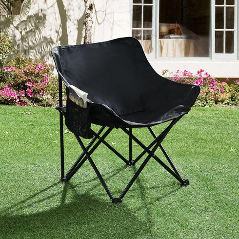 2 Pack Folding Camping Chairs: Portable Outdoor Seating for Couples & Adults - Lightweight Comfort with Side Pockets