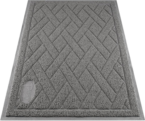 Pawkin Cat Litter Mat, Extra Large, Patented Design with Litter Lock Mesh, Durable, Easy to Clean, Soft, Gray