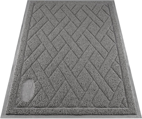 Pawkin Cat Litter Mat, Extra Large, Patented Design with Litter Lock Mesh, Durable, Easy to Clean, Soft, Gray