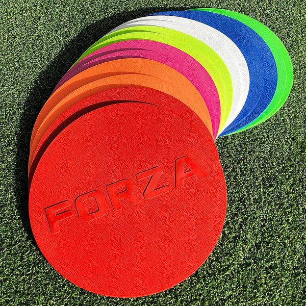 FORZA Flat Disc Markers | Brightly Colored Training Markers for Soccer &